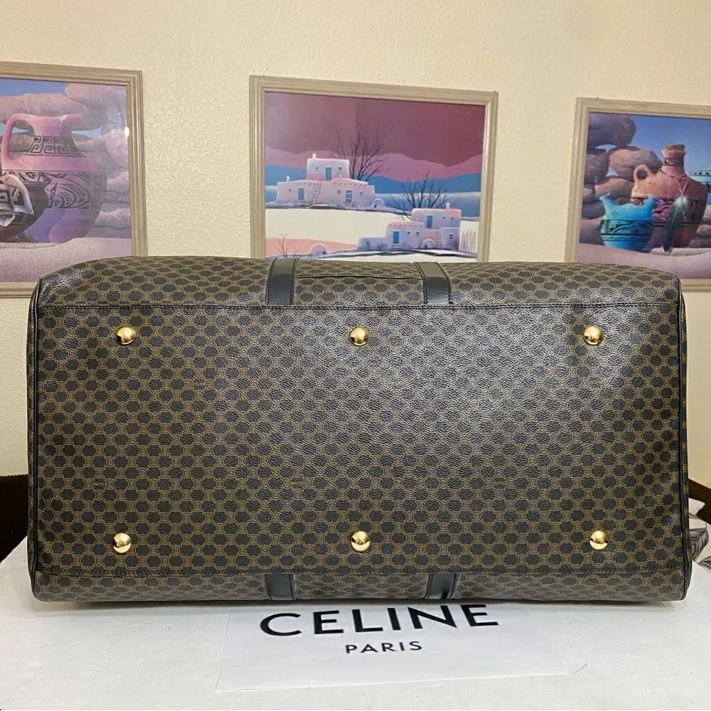 CELINE Black Brown Pvc Leather Travel Bag 🧳 MC98/2